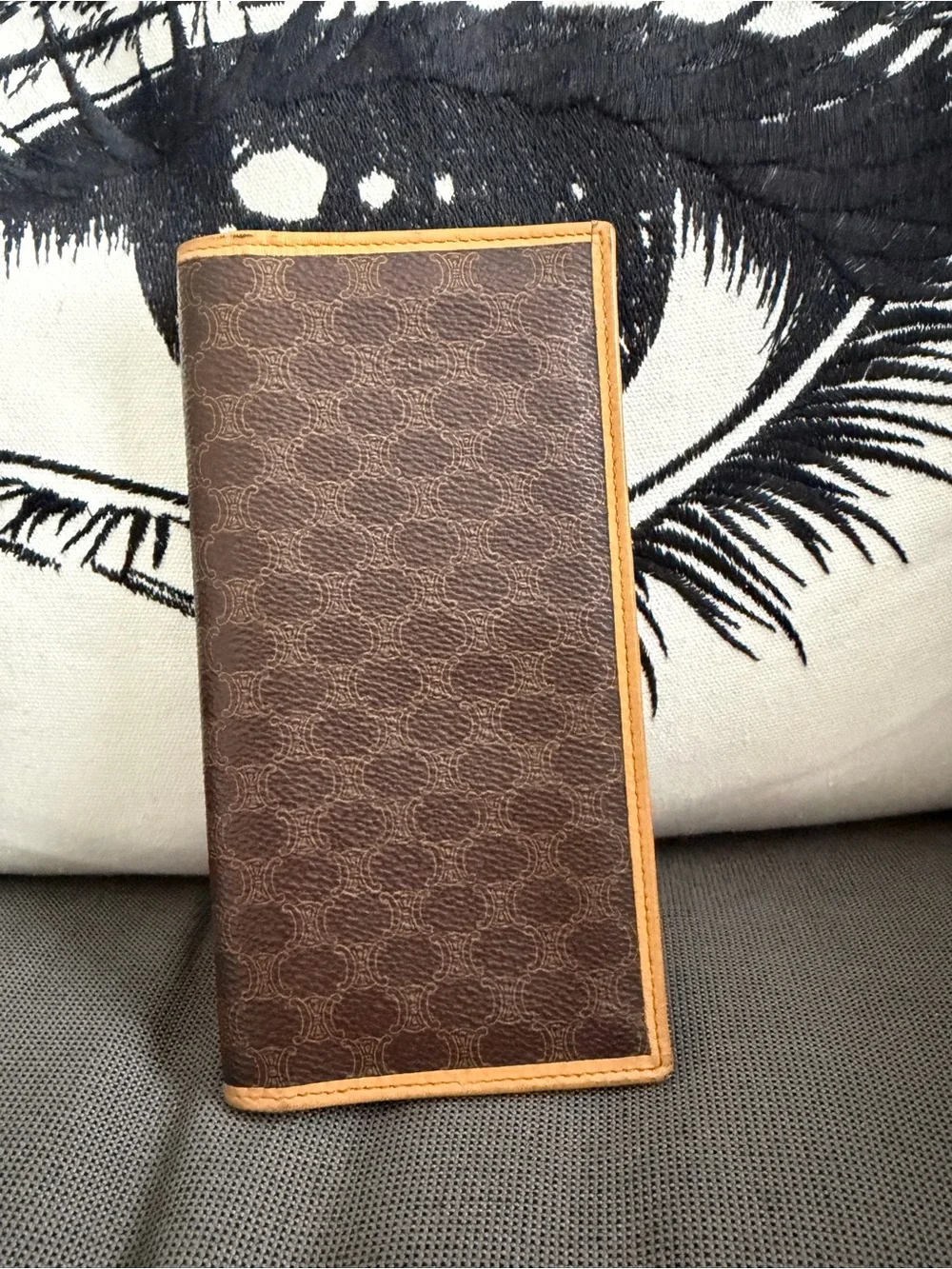 Celine Brown and Tan Patterned Money Clip Wallet